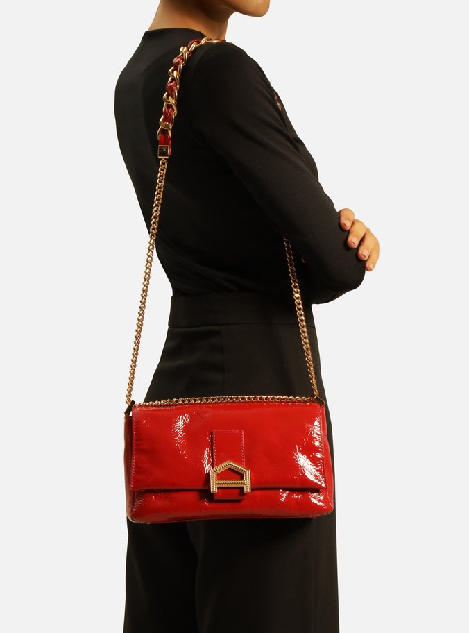 Bolsa Tiracolo Vermelha Couro  Média