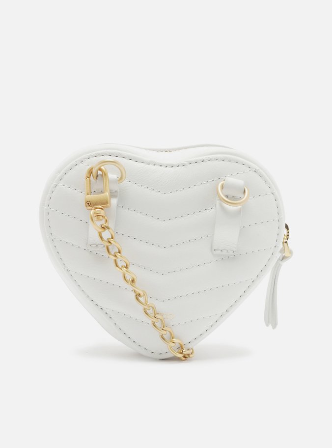 Mini Bag Branca Couro Coração Tachas