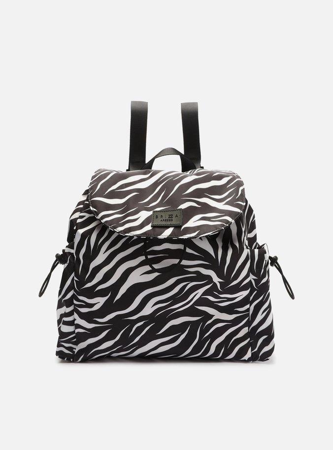 Mochila Preta Nylon Animal Print Média Brizza