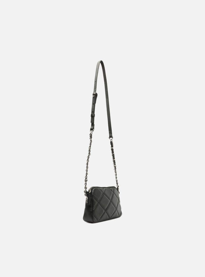 Bolsa Tiracolo Preta Couro Mizz Pequena Zíper