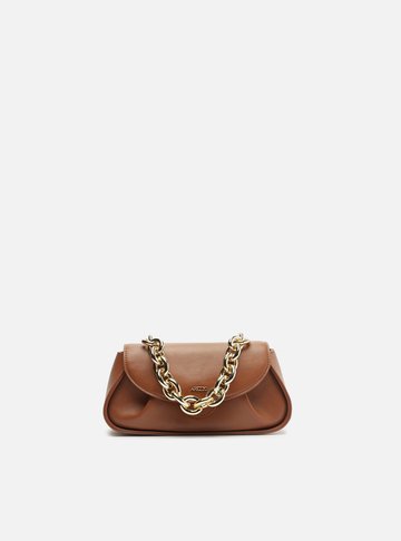 Bolsa Tiracolo Marrom Pequena Maxi Corrente