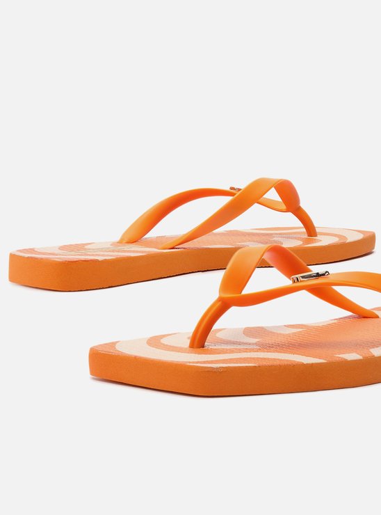 Chinelo de Dedo Laranja Estampado Square e Bag Brizza