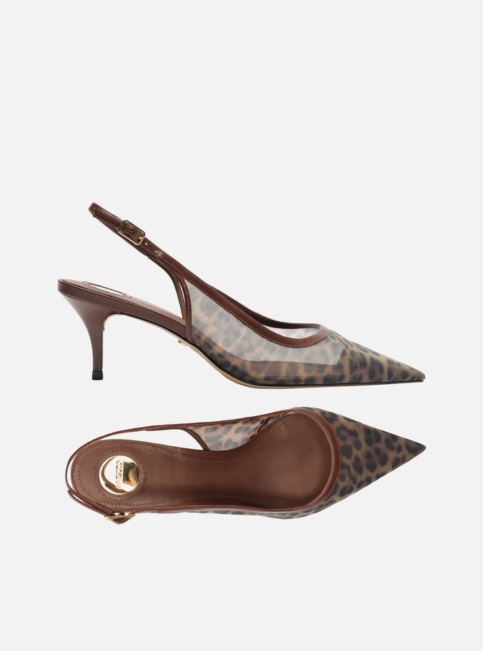 Scarpin Animal Print Tela Salto Kitten Slingback