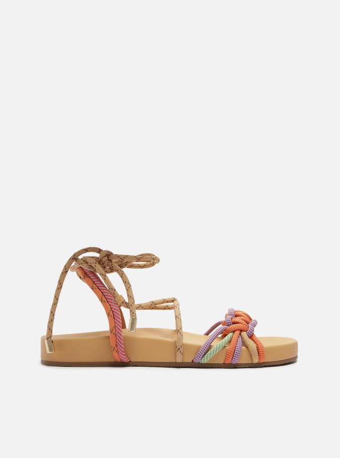 Sandália Papete Nude Flatform Cordão