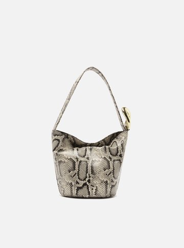 Arezzo — Bolsa Bucket Animal Print Pequena Alça Larga Metais