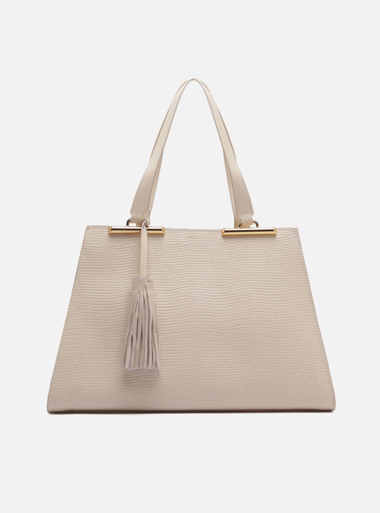 Bolsa Shopping Branca Couro Grande Croco Franja — foto 1