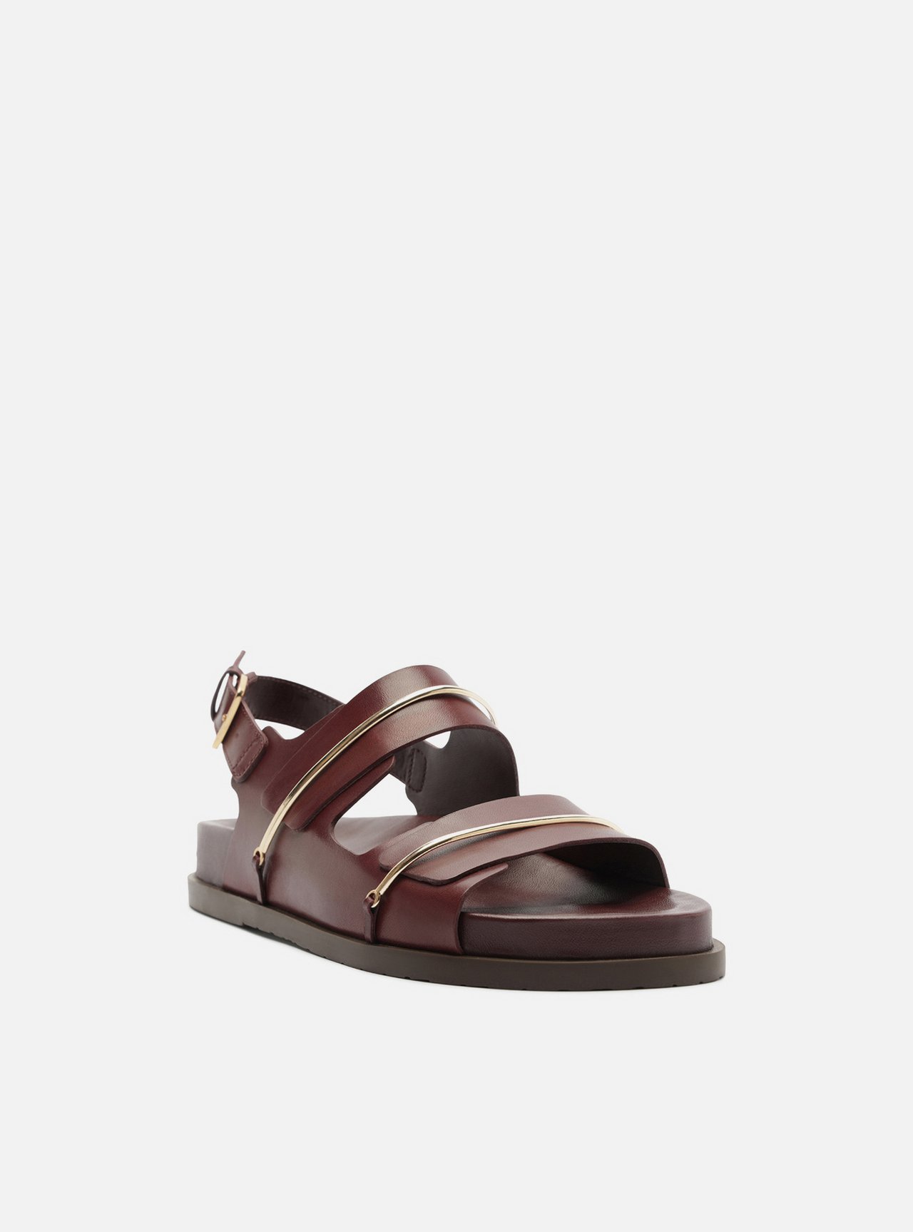 Sandália Papete Bordô Flatform Metais Dourados — foto 2