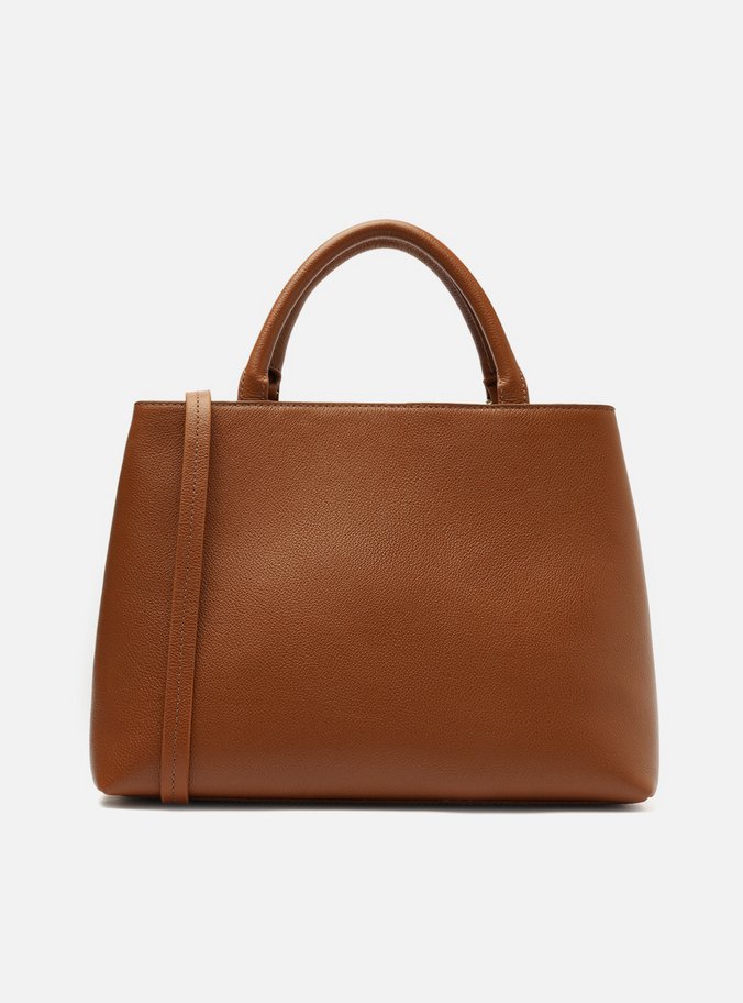 Bolsa Tote Marrom Couro Textura Grande