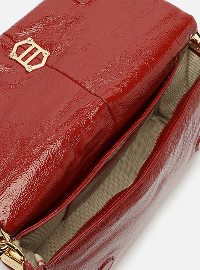 Bolsa Tiracolo Vermelha Couro Média Puffer