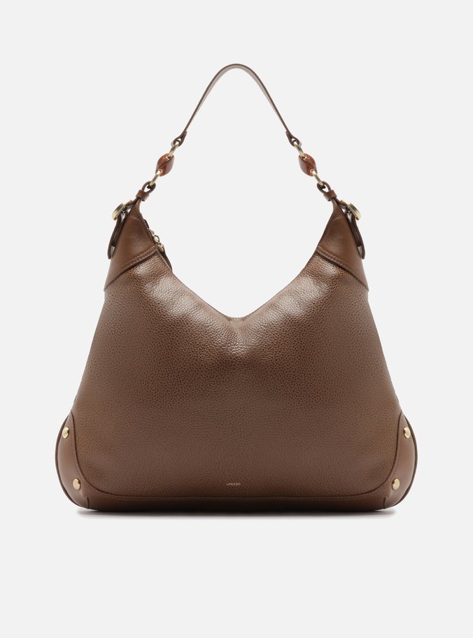 Bolsa Hobo Caramelo Couro Worn Grande Metais