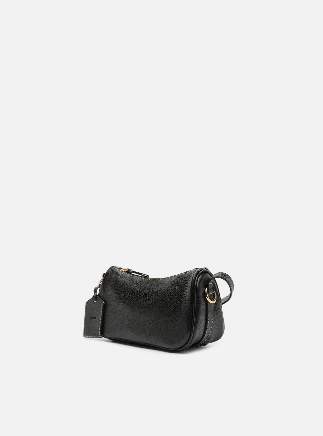 Bolsa Shoulder Preta Couro Pequena Metais — foto 2