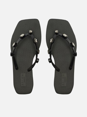 Chinelo de Dedo Preto Square Diamond