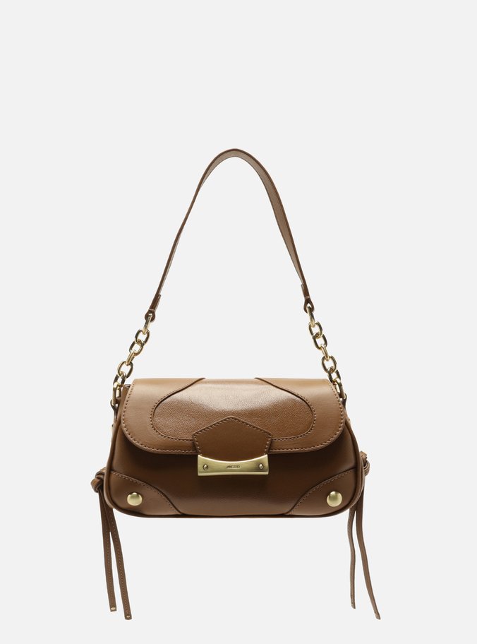 Bolsa Tiracolo Marrom Couro Média Corrente Moldura