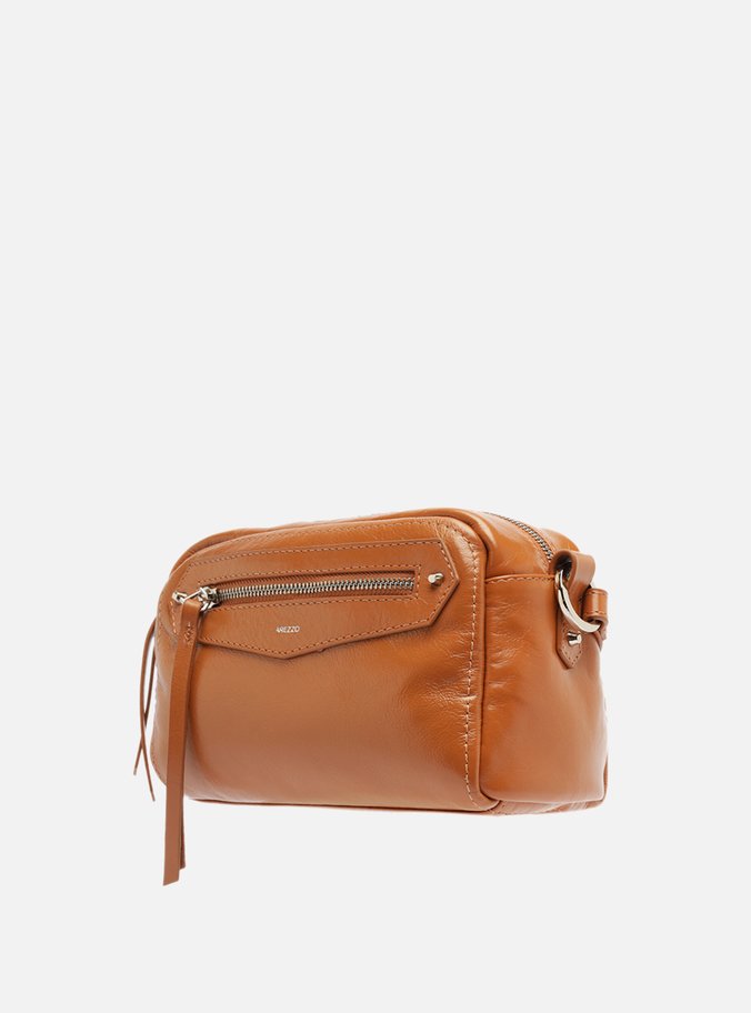 Bolsa Tiracolo Marrom Couro Média Bolso Frontal
