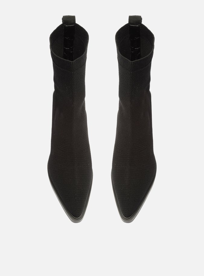 Bota Preta Knit Cano Médio Western