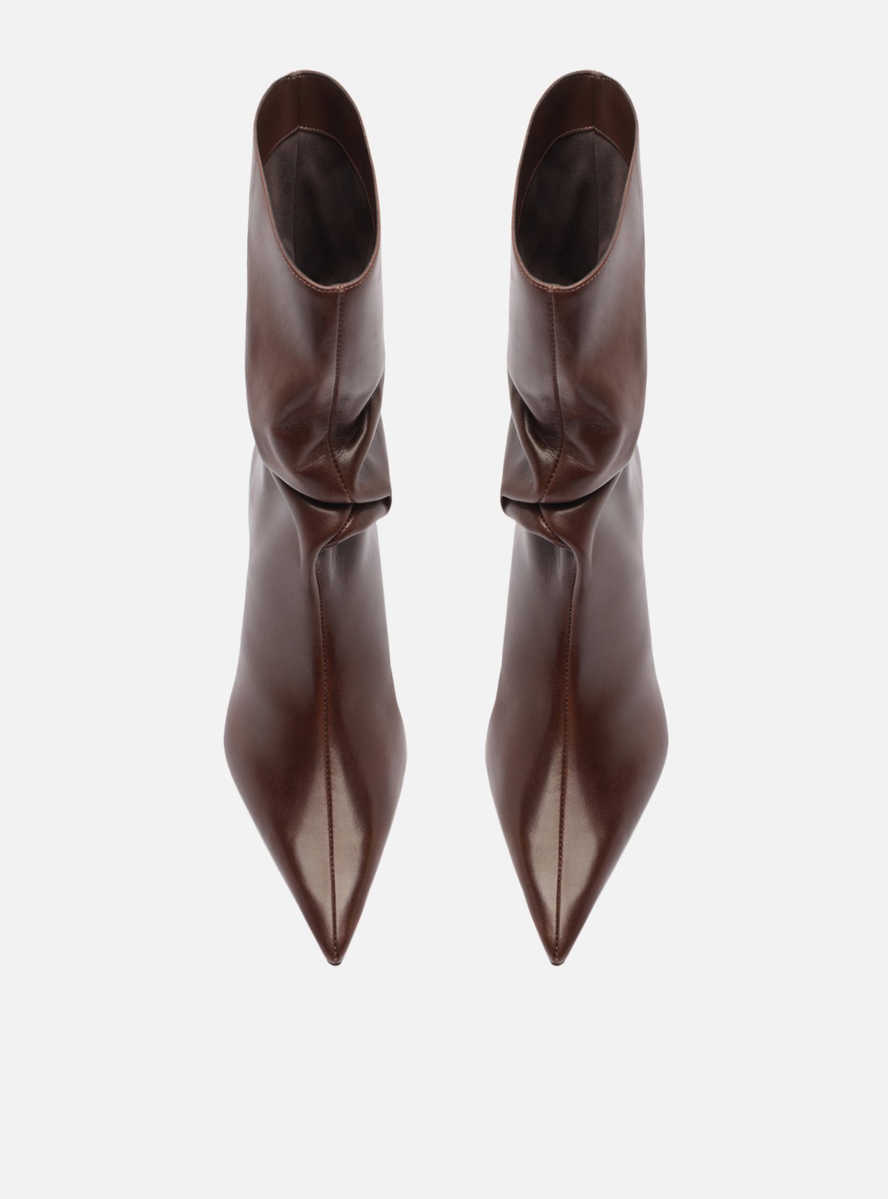 Bota Marrom Couro Salto Baixo Fino Slouchy — foto 5
