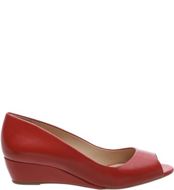 Scarpin Peep Toe Anabela Batom Rouge