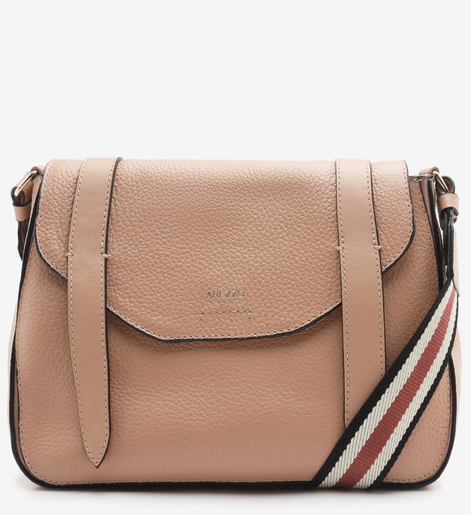 Bolsa Tiracolo Bege Couro Cintia Média
