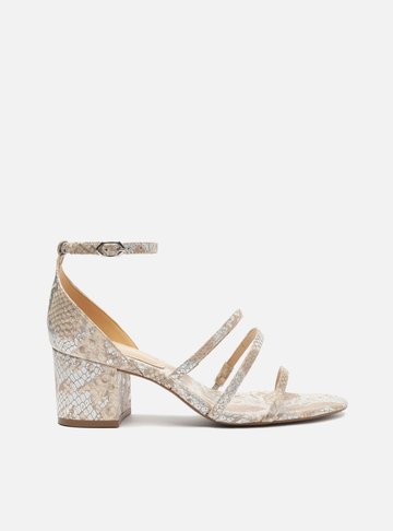 Sandália Metalizada Snake Salto Bloco Tiras