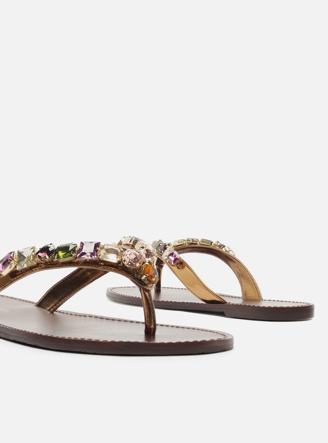 Rasteira Bronze Flip Flop Pedrarias