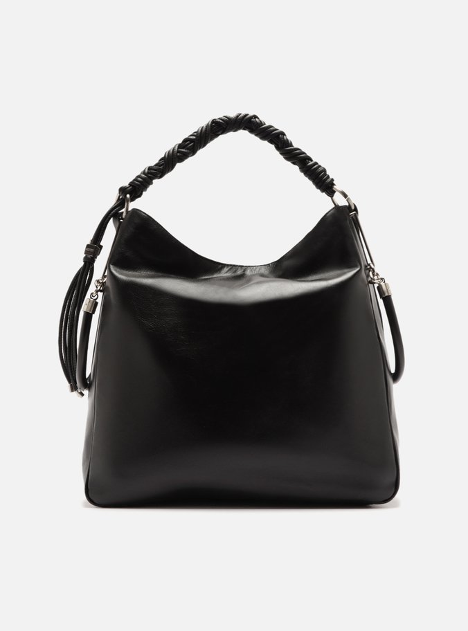 Bolsa Hobo Preta Couro Grande Alça Torcidos