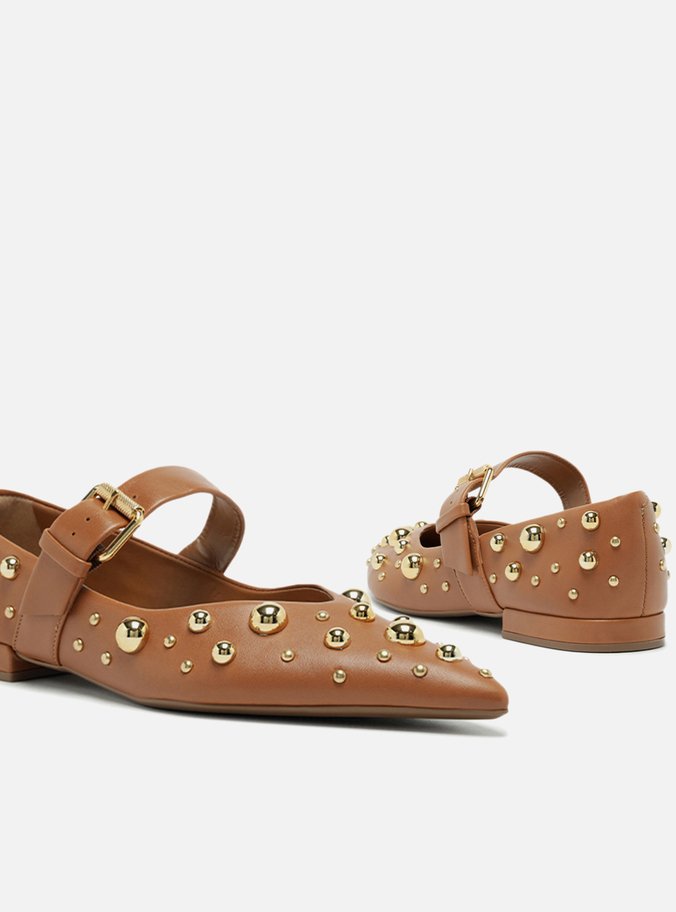 Sapatilha Marrom Couro Maxi Tachas