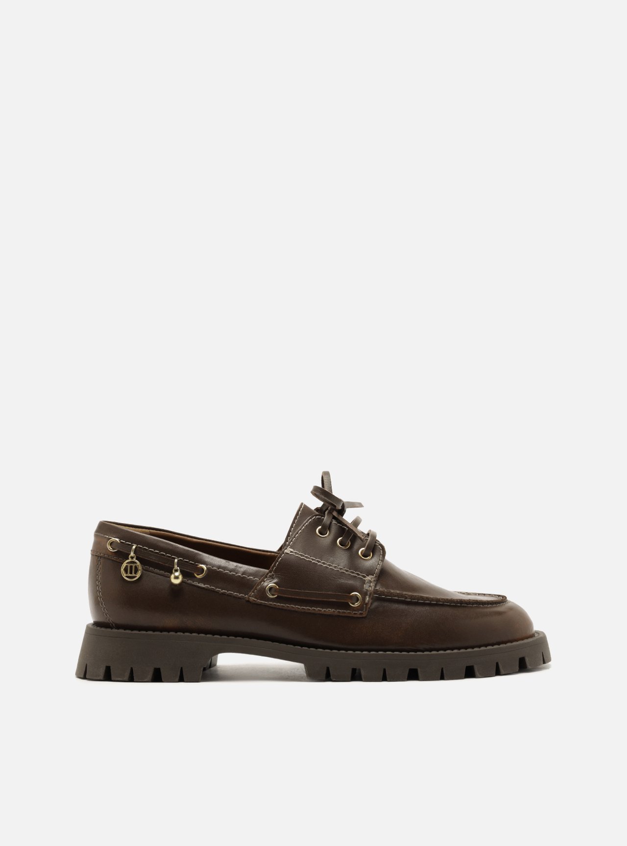 Mocassim Bico Redondo Amarração Suede Metais — foto 1