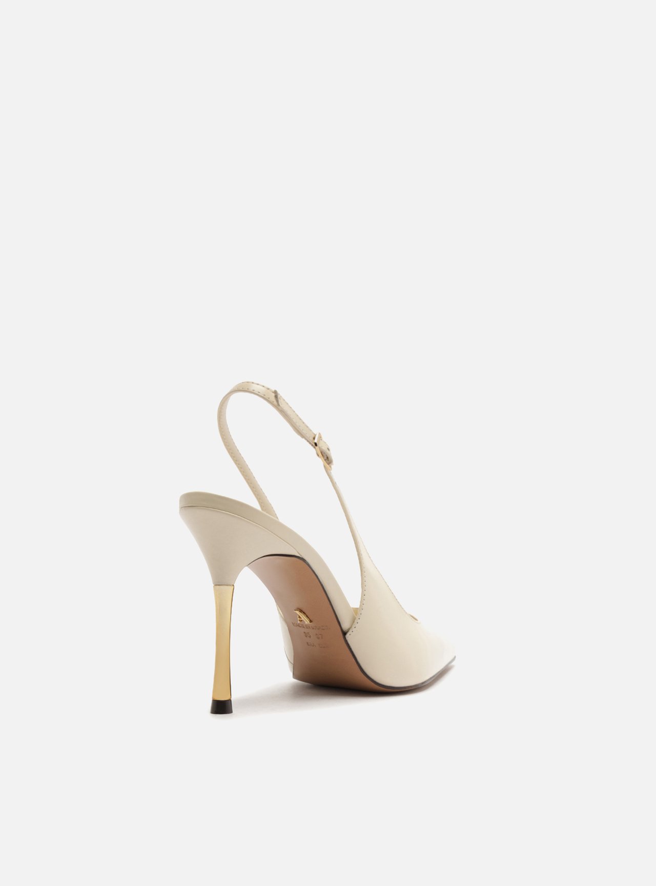 Scarpin Branco Couro Salto Fino Slingback — foto 3