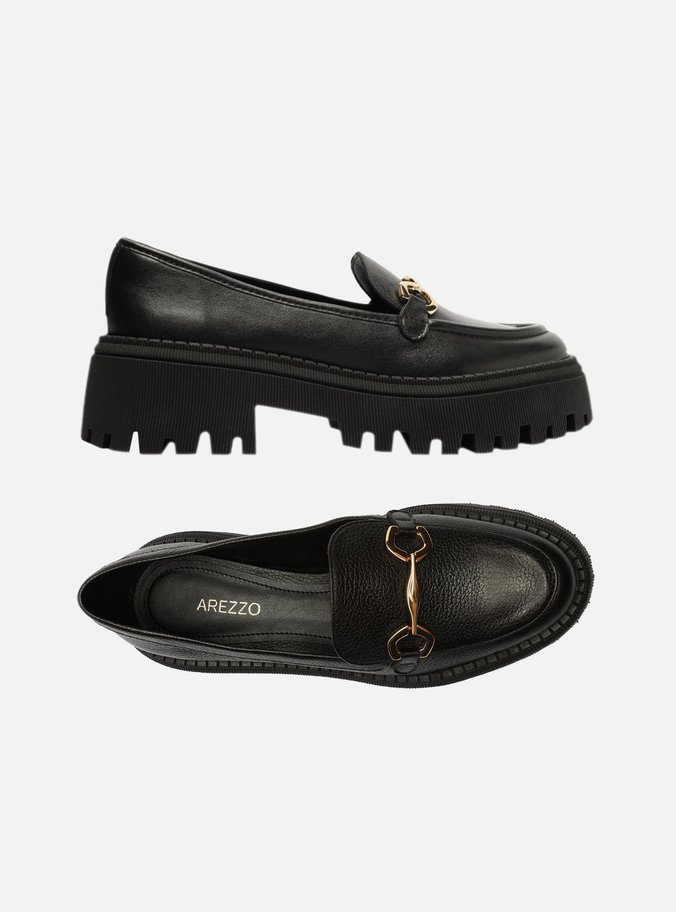 Mocassim Preto Couro Tratorado Bridão