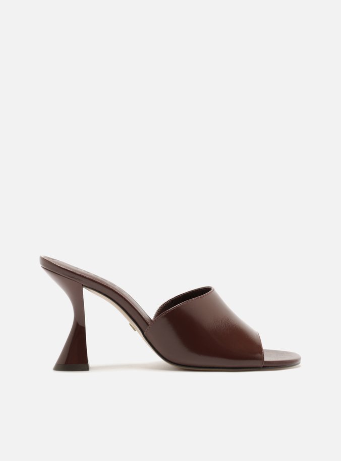 Tamanco Vermelha Couro Salto Geométrico