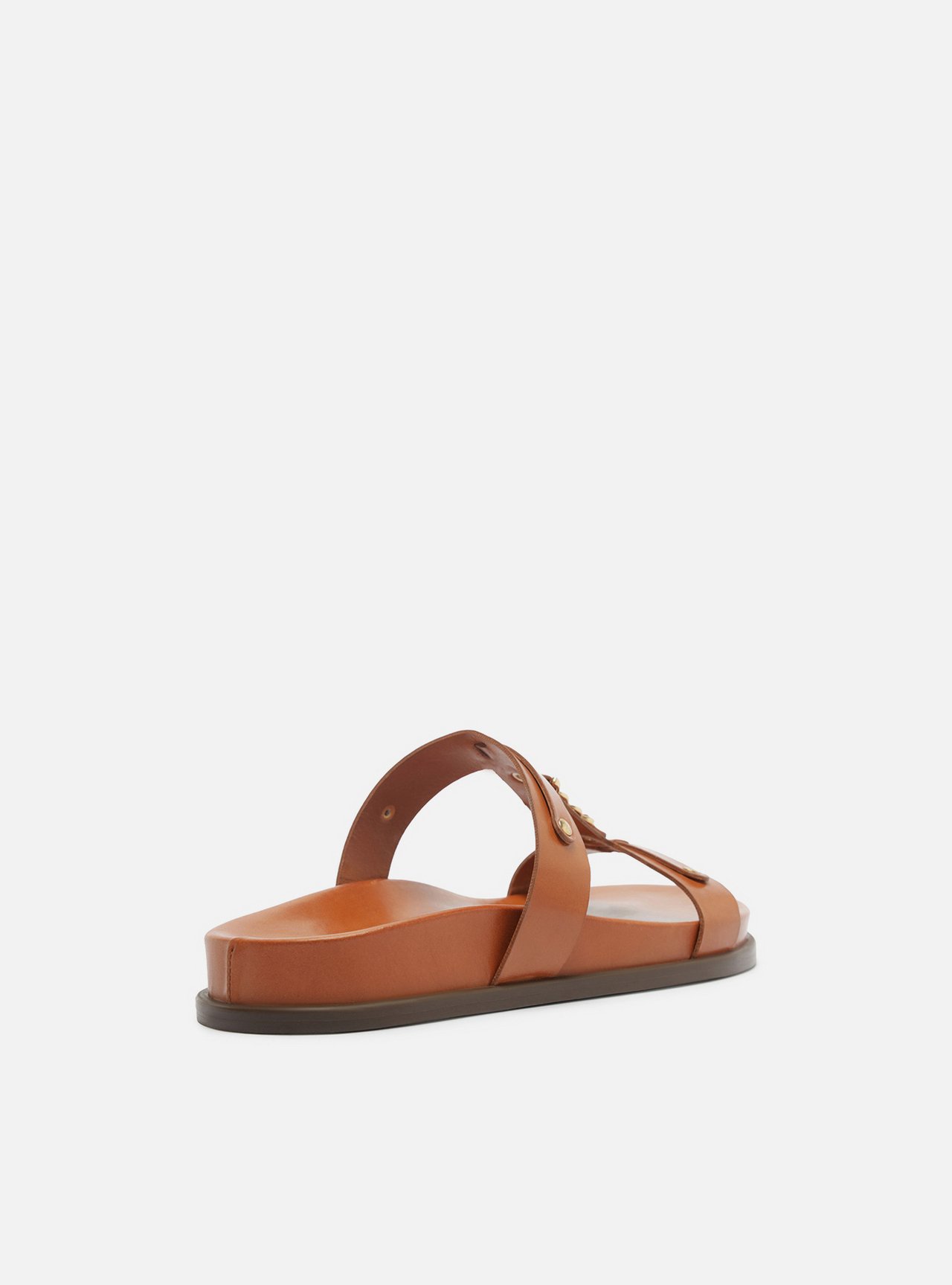 Sandália Papete Marrom Couro Flatform Metais — foto 3