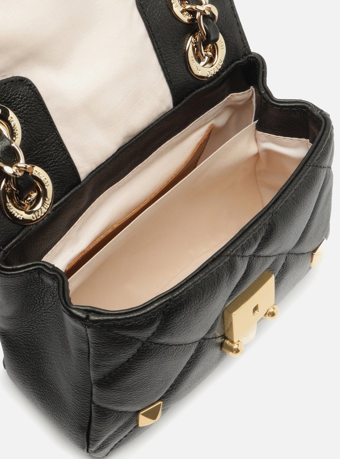 Bolsa Tiracolo Preta Couro Mizz Pequena Tachas