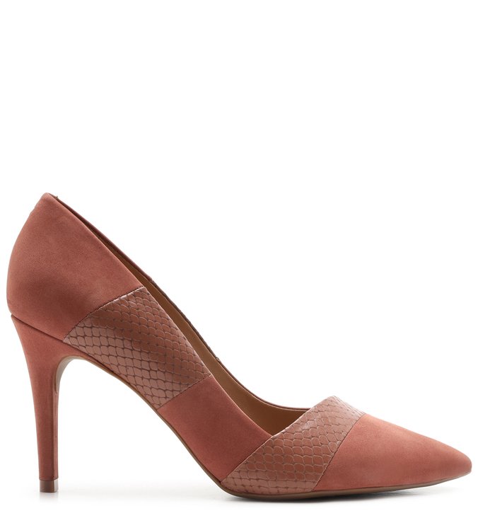 Scarpin Nobuck Salto Médio Fino Snake Dark Romance