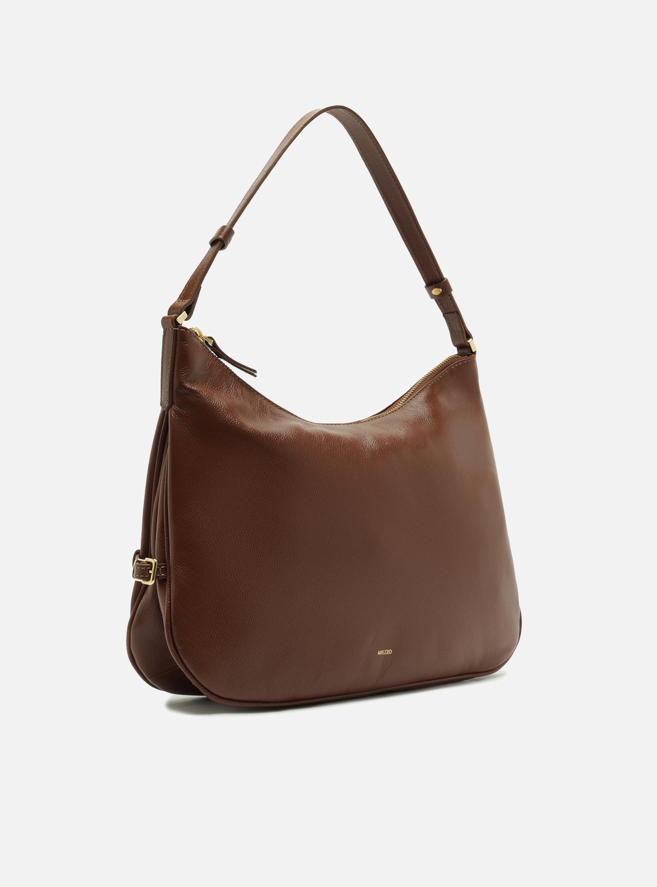 Bolsa Hobo Marrom Couro Média — foto 5