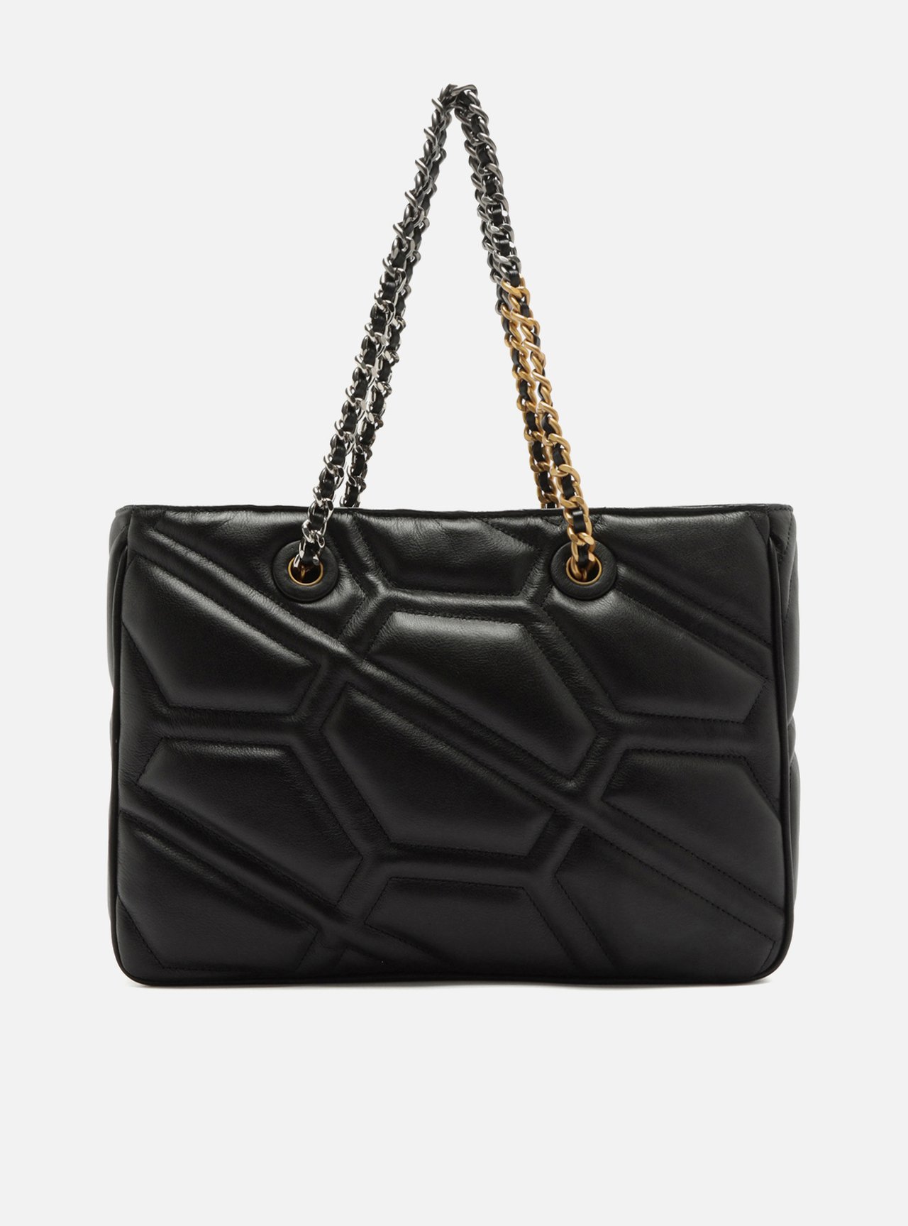 Bolsa Shopping Preta Couro Emma Grande Corrente — foto 3