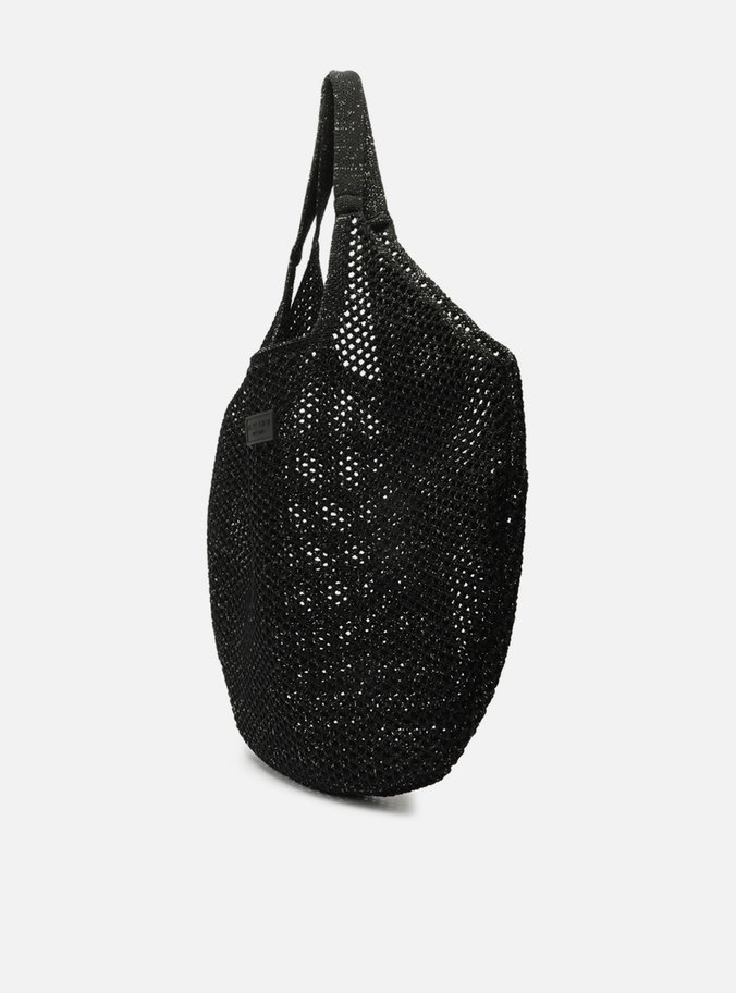 Bolsa Shopping Preta Crochê Mayra Glam Grande