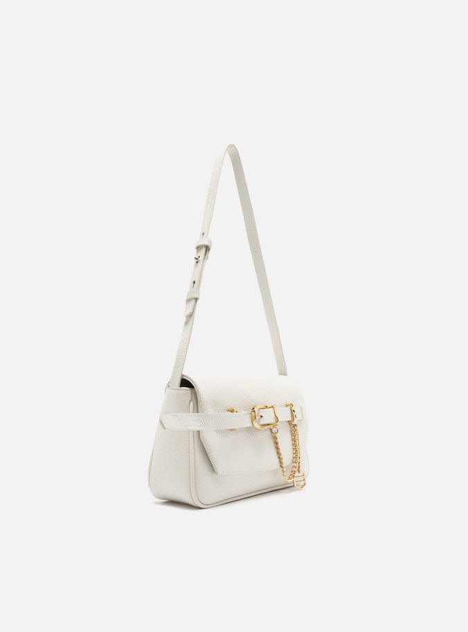 Bolsa Tiracolo Branca Couro Pequena Tira Fivela