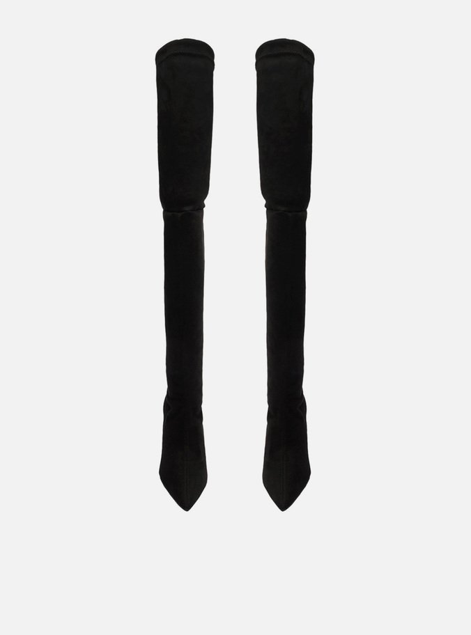 Bota Over The Knee Preta Suede Bloco
