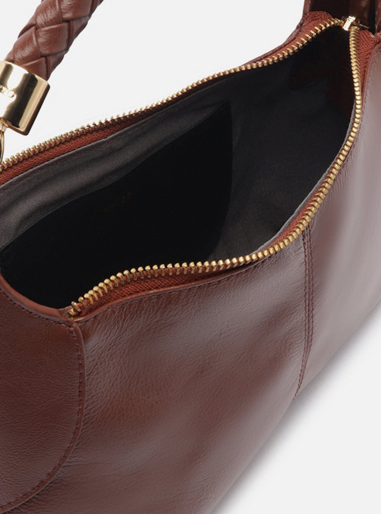 Bolsa Tiracolo Marrom Couro Média Alça Tressê — foto 4