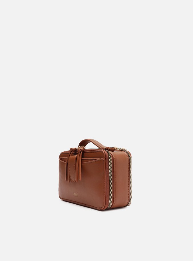 Bolsa Tiracolo Marrom Pequena Bolso Duplo
