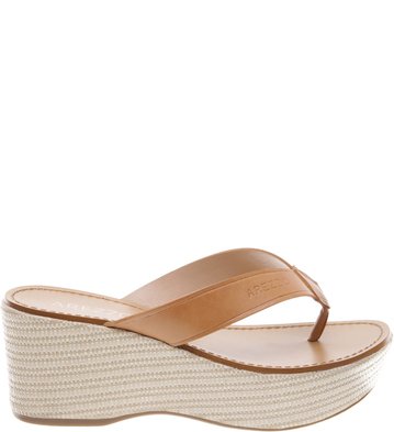 Chinelo Couro Plataforma Mel