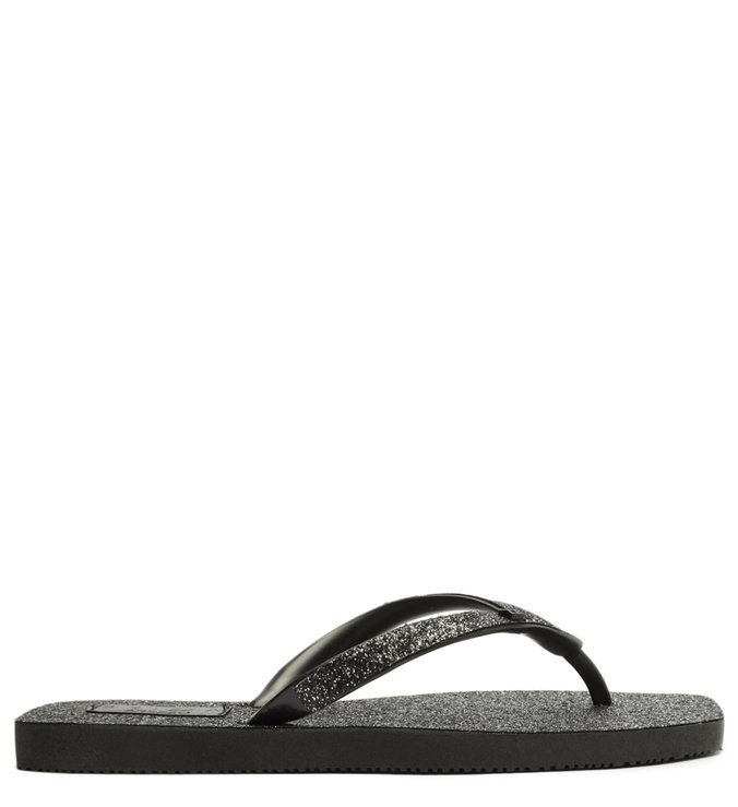 Chinelo de Dedo Preto Glitter Brizza Square