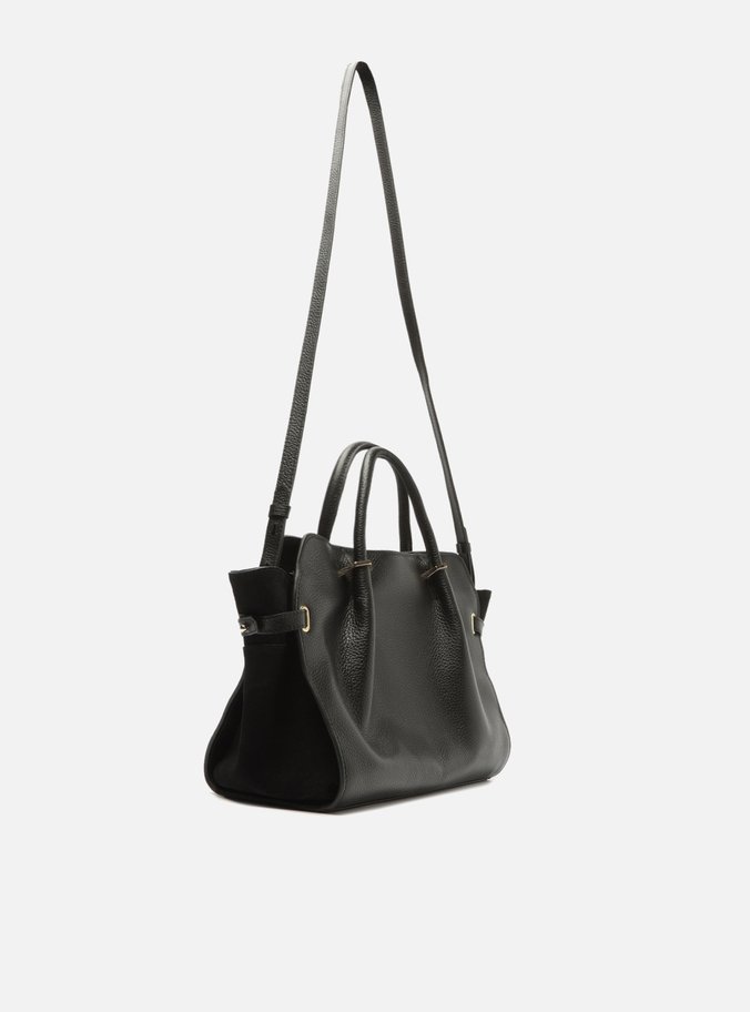 Bolsa Tote Preta Couro Média Camurcina