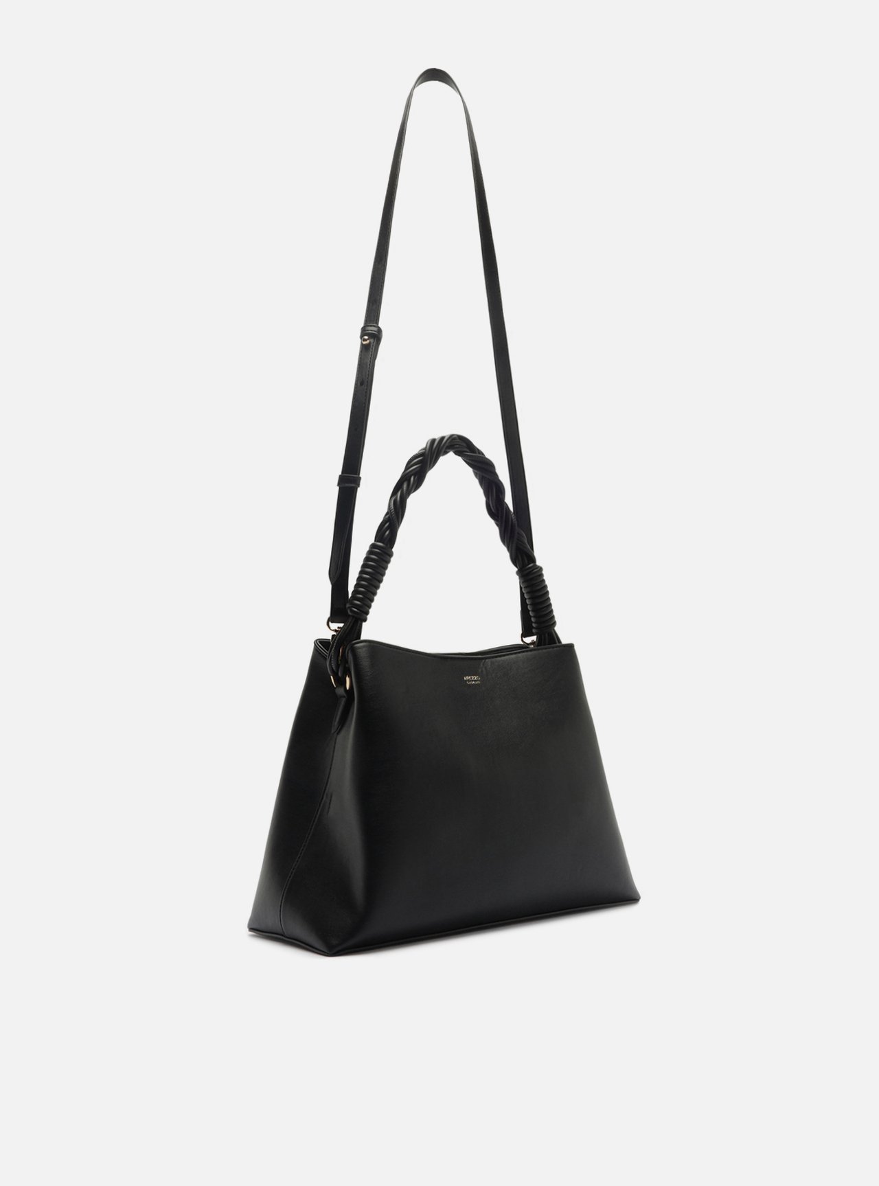 Bolsa Tote Preta Média Alça Trançada — foto 5