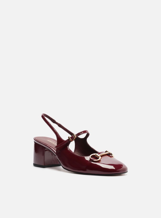 Sapato Boneca Vermelho Verniz Bloco Slingback
