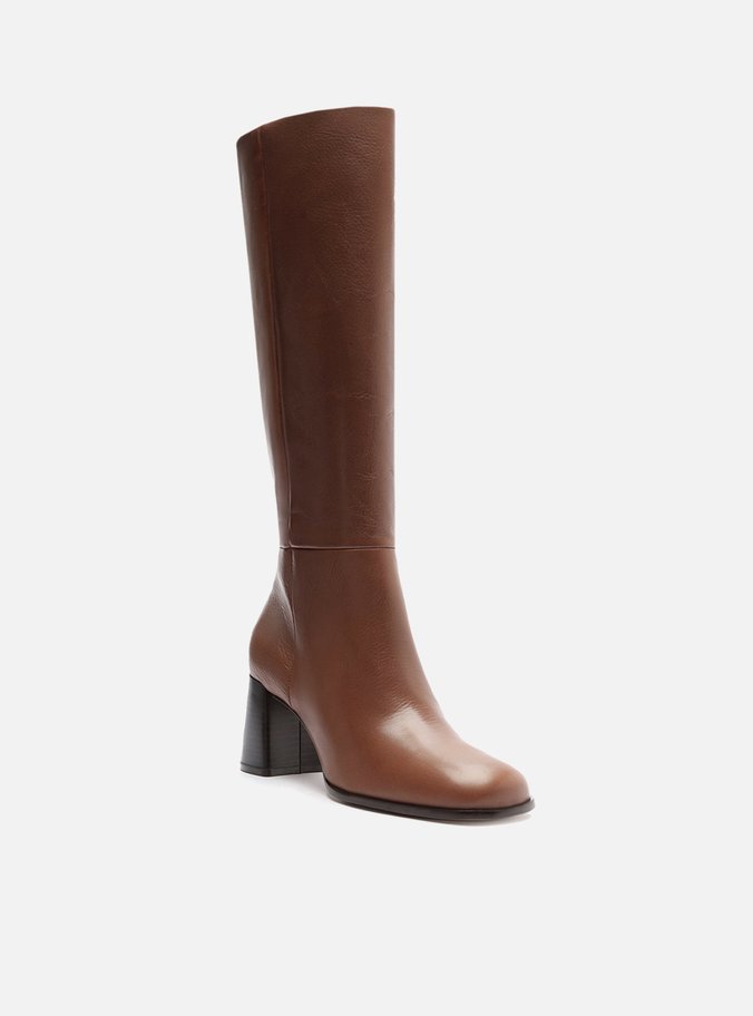 Bota Caramelo Couro Cano Longo Montaria