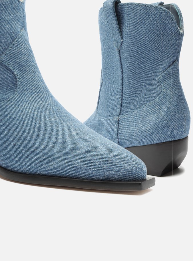 Bota Azul Jeans Cano Curto Western