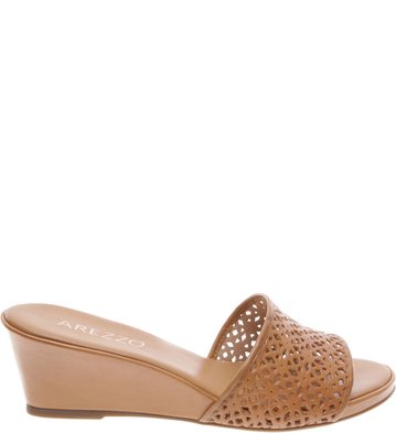 Mule Couro Anabela Mel