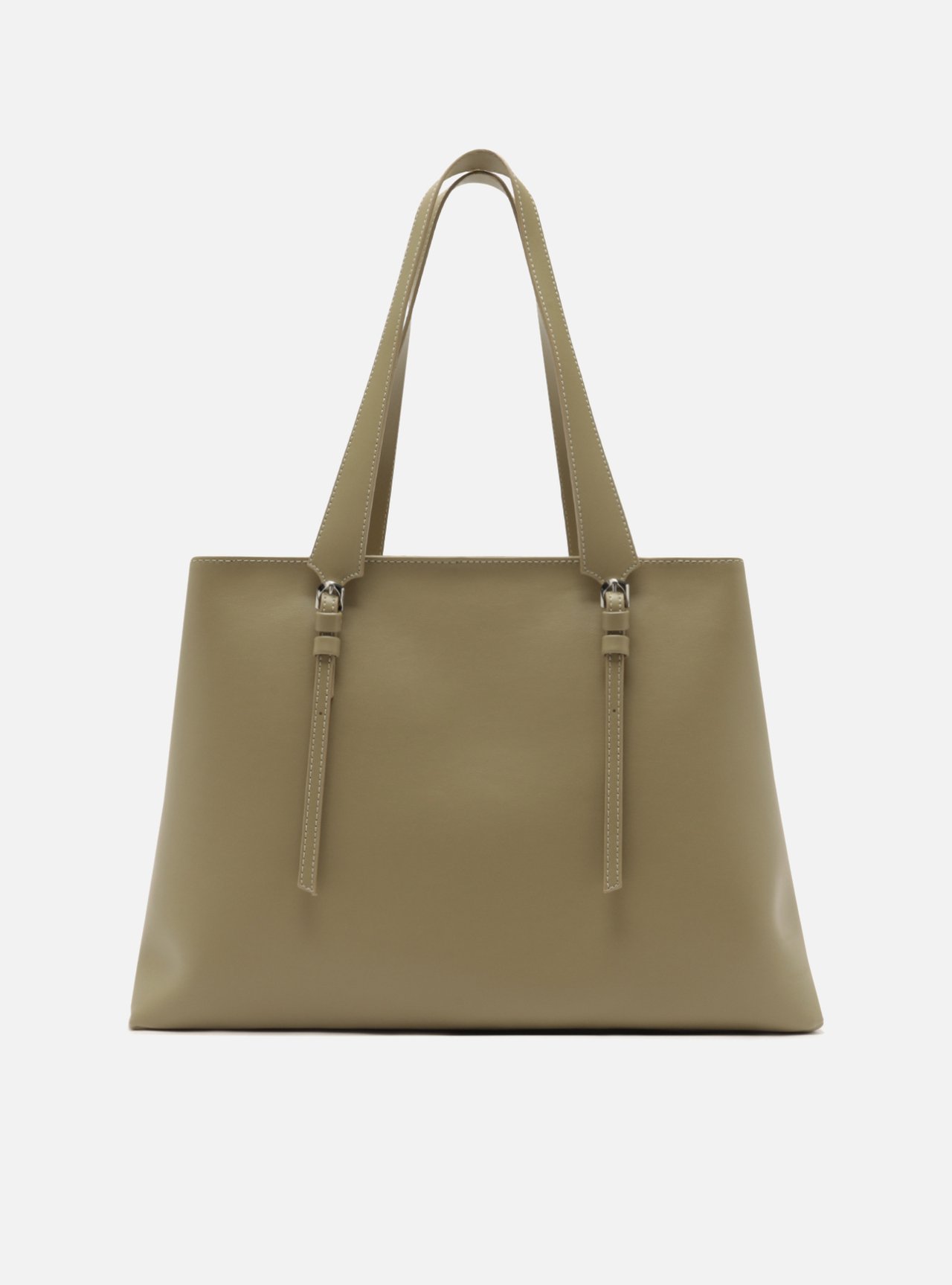Bolsa Bege Couro Grande Metais — foto 3