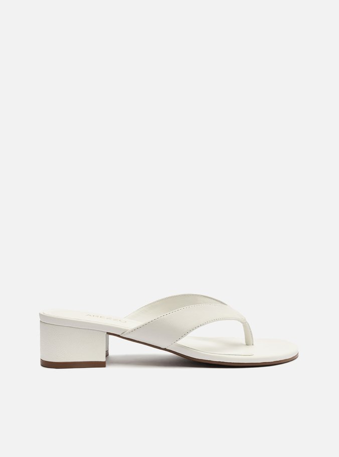 Sandália Branca Salto Bloco Flip-Flop